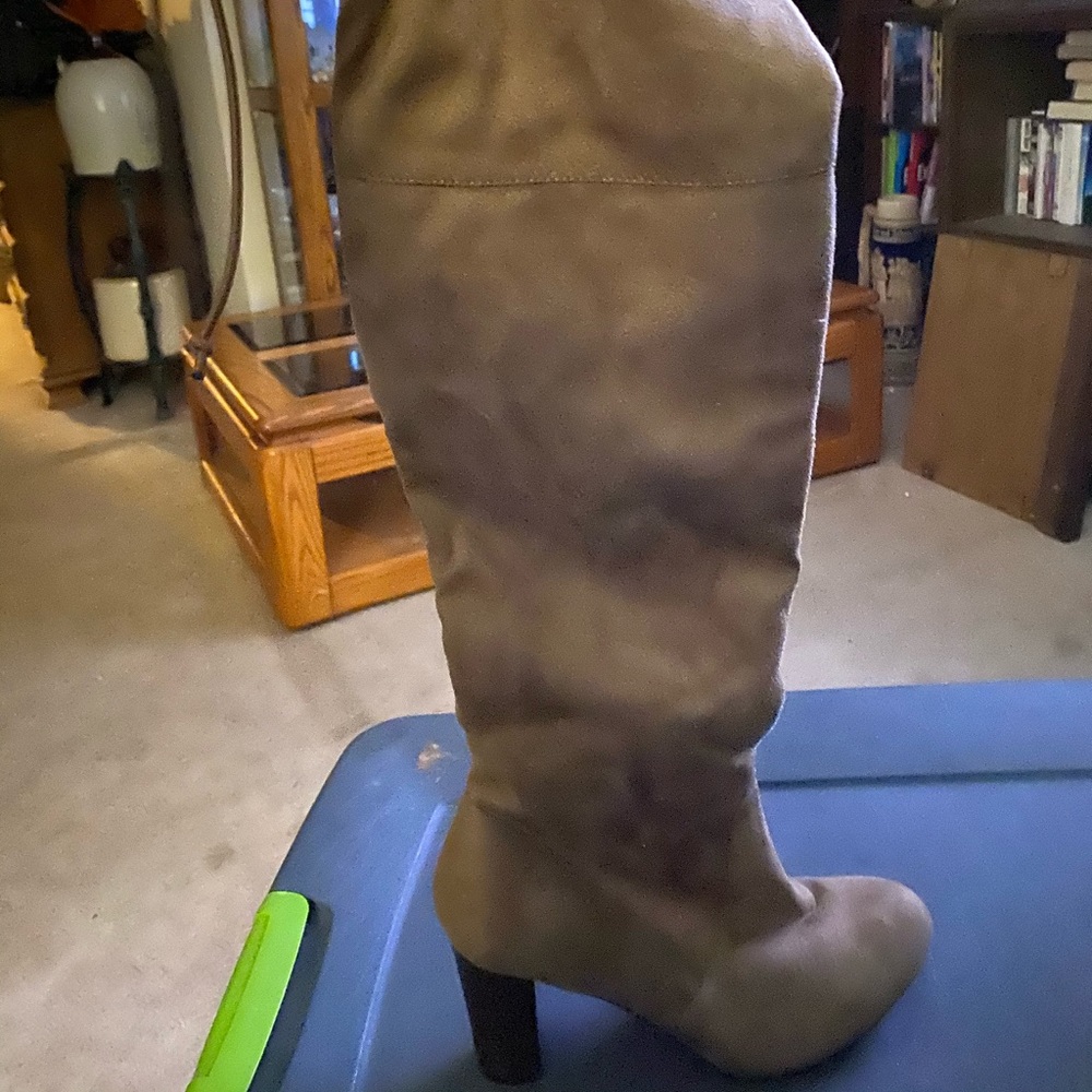 Tan suede thigh High boots
